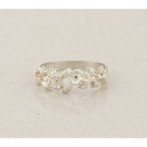 Sterling Silver Garden Flower Floral Band Ring Size 7 1/4